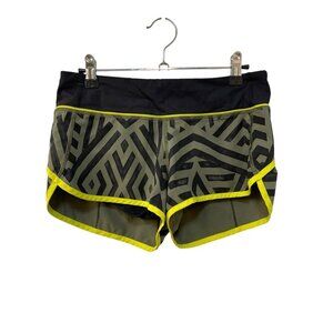 Lululemon Speed Short Chevron Shuffle Fatigue Green Black Split Pea Size 4